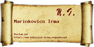 Marinkovics Irma névjegykártya